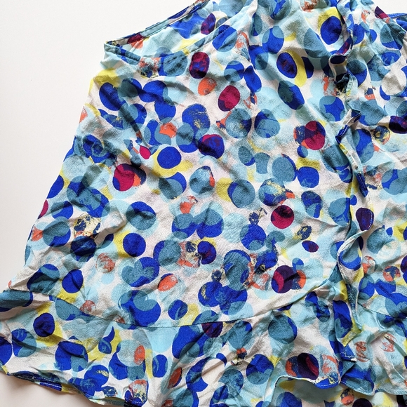 *** Maeve Scatter Dot Multicolor Silk Zabella Ruffles Racerback Style Tank Top - Picture 8 of 10